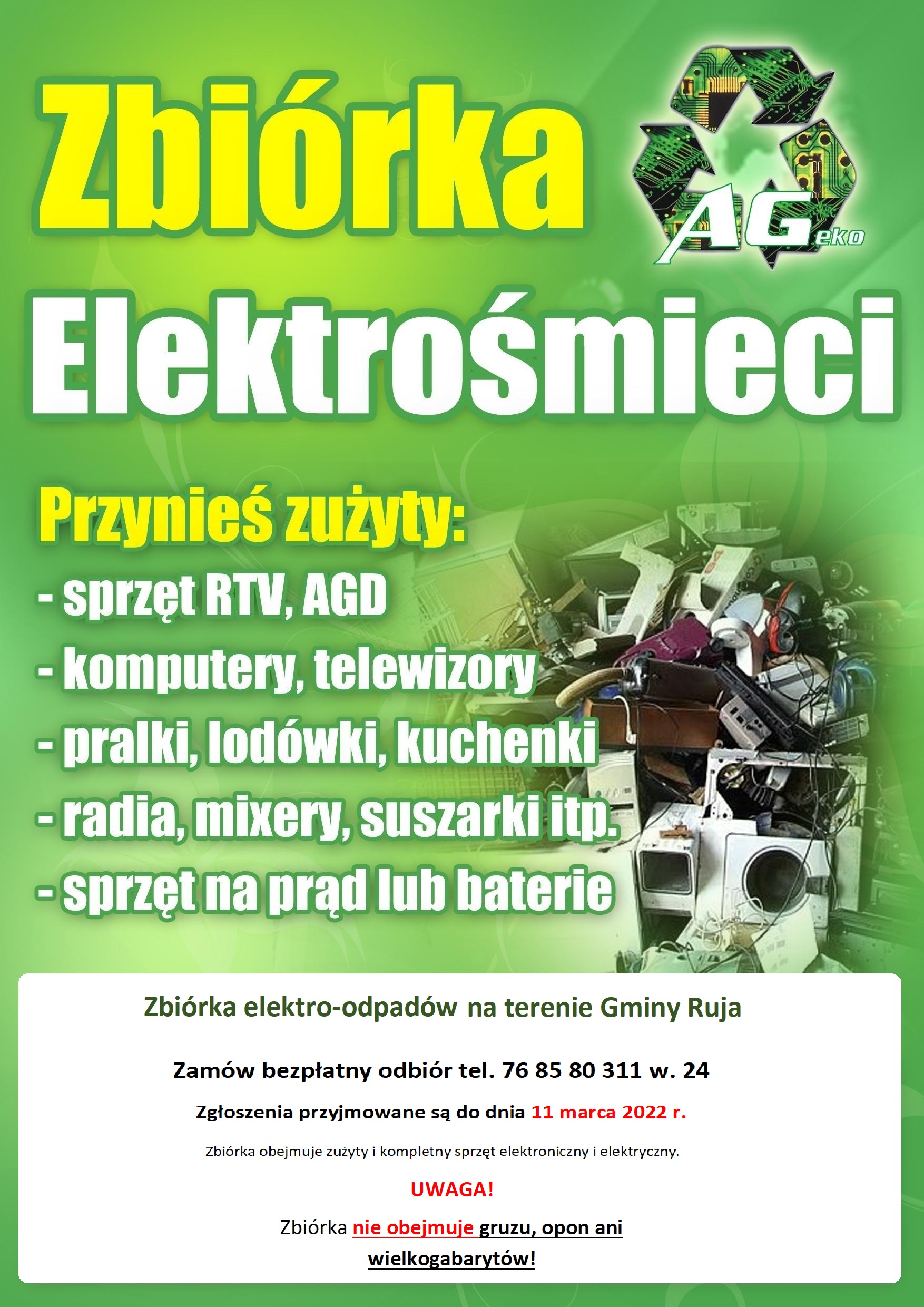 Plakat informacyjny o zbiórce elektroodpadów